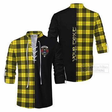 Tartan Vibes Clothing MacLeod (McLeod) Tartan Ghillie Kilt Shirt with Family Crest and Half Of Me Style