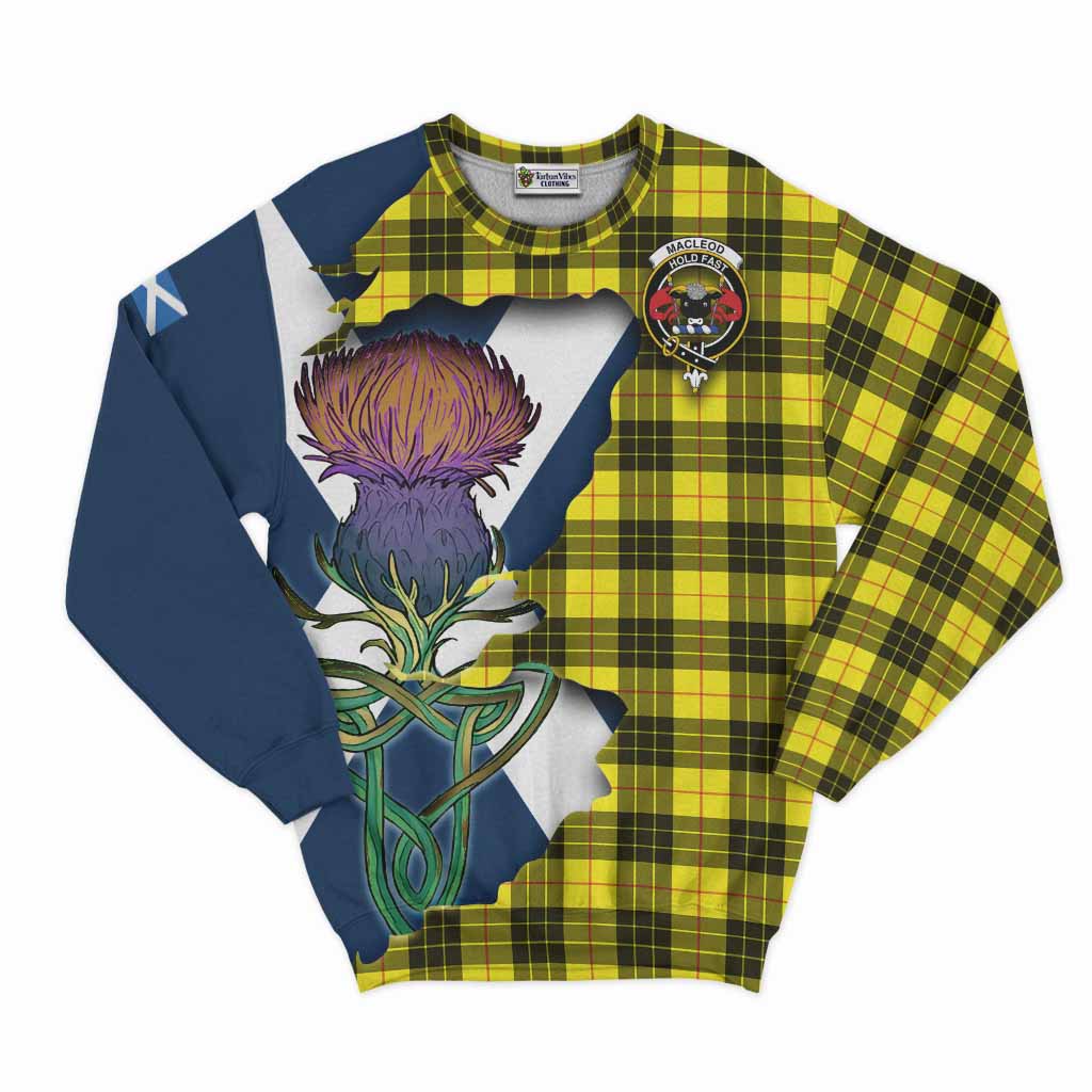 Tartan Vibes Clothing MacLeod (McLeod) Tartan Family Crest Sweatshirt Scottish Thistle Celtic Inspired