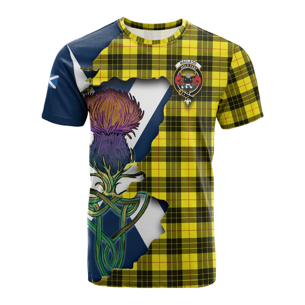 Tartan Vibes Clothing MacLeod (McLeod) Tartan Family Crest Cotton T-shirt Scottish Thistle Celtic Inspired