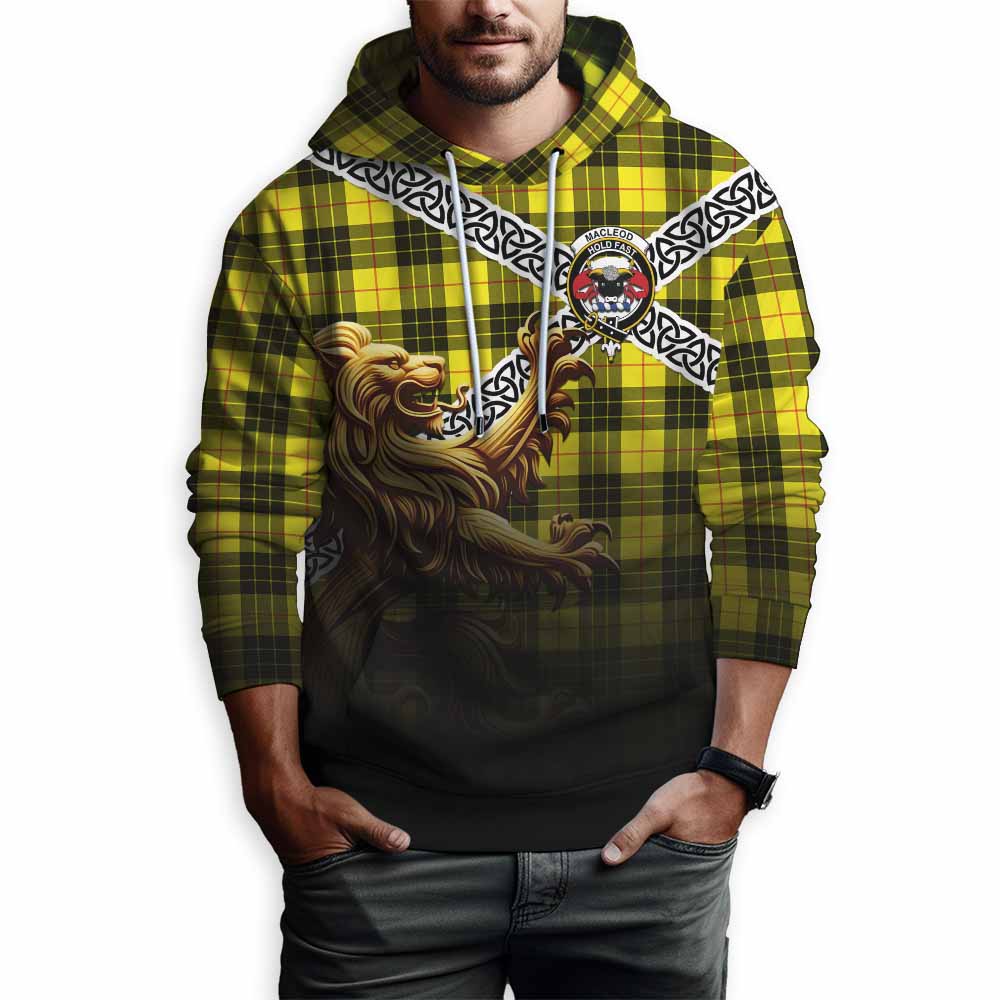 Tartan Vibes Clothing MacLeod (McLeod) Crest Tartan Hoodie with Golden Lion Emblem Celtic Style