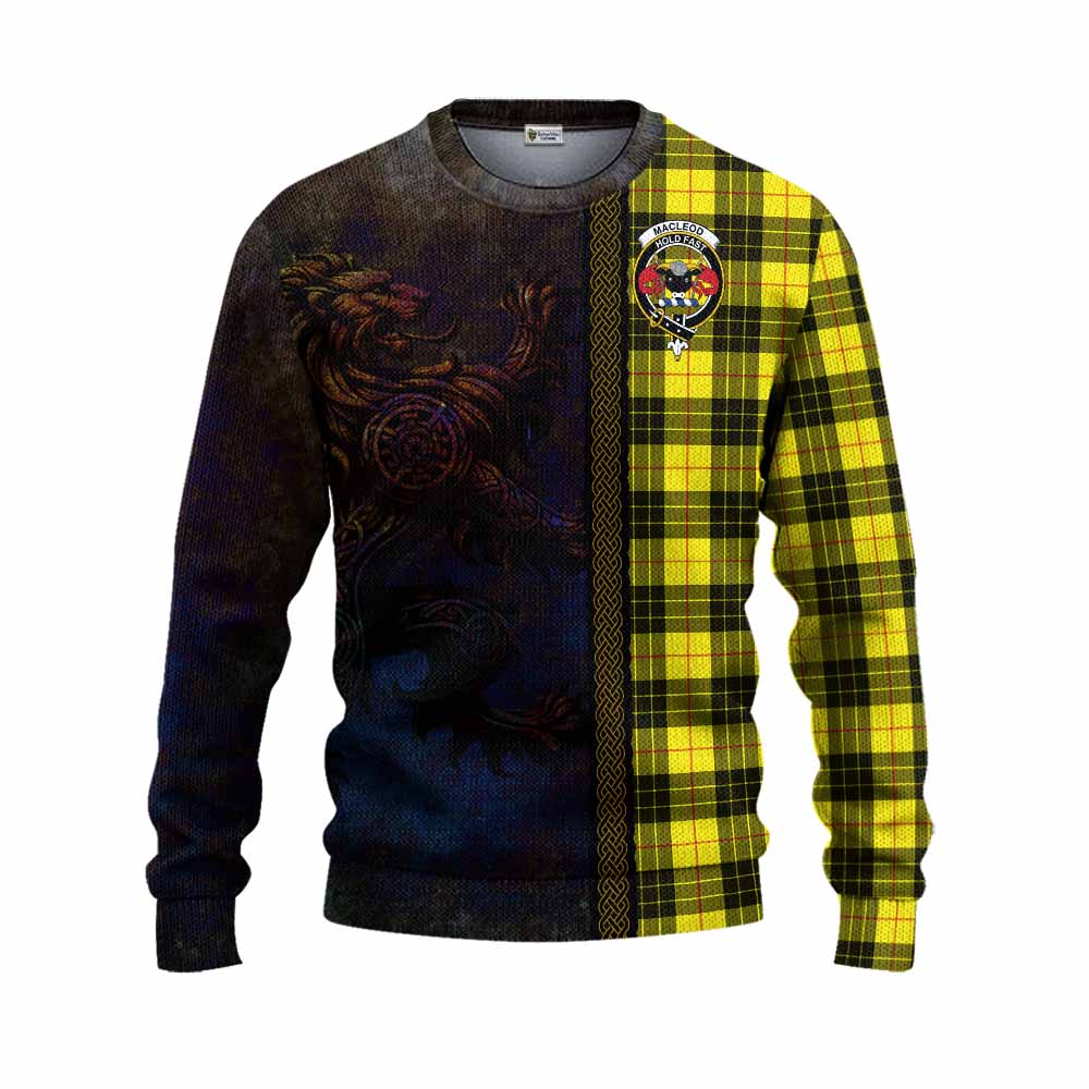 Tartan Vibes Clothing MacLeod (McLeod) Tartan Family Crest Knitted Sweater Alba Gu Brath Be Brave Lion Ancient Style