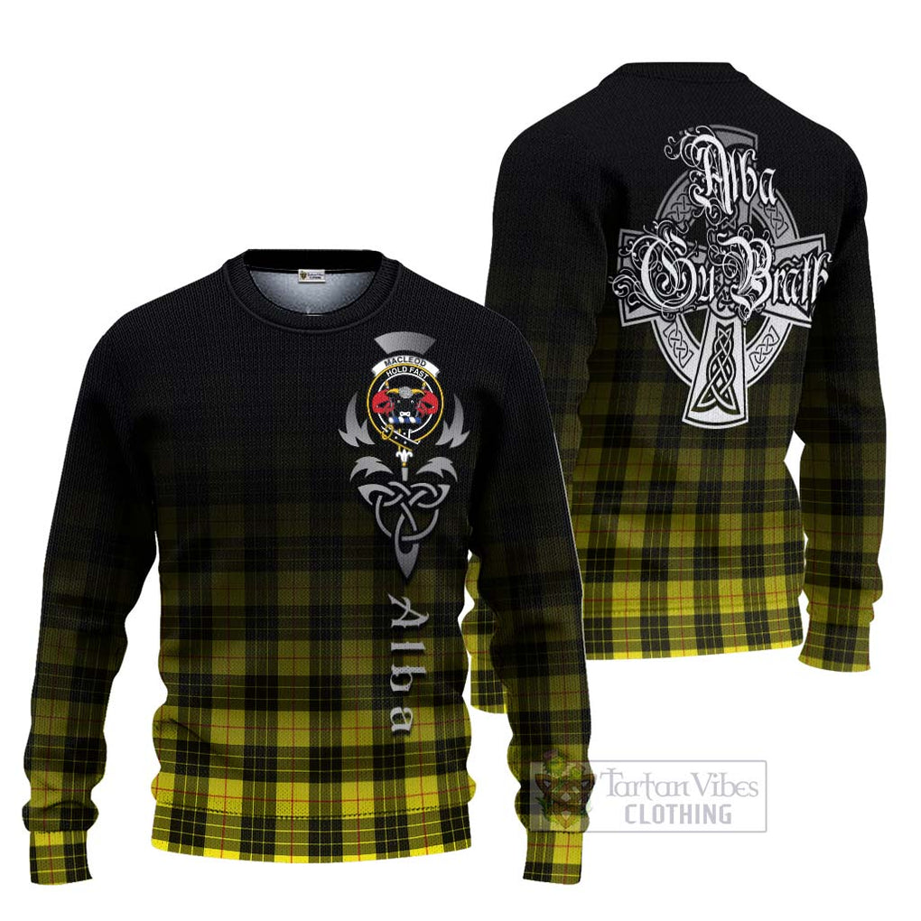 Tartan Vibes Clothing MacLeod (McLeod) Tartan Knitted Sweater Featuring Alba Gu Brath Family Crest Celtic Inspired