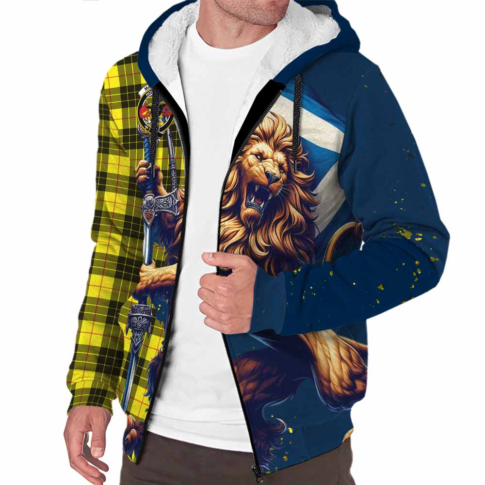 Tartan Vibes Clothing MacLeod (McLeod) Tartan Family Crest Sherpa Hoodie with Scottish Majestic Lion