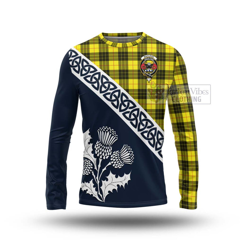 Tartan Vibes Clothing MacLeod (McLeod) Tartan Long Sleeve T-Shirt Featuring Thistle and Scotland Map