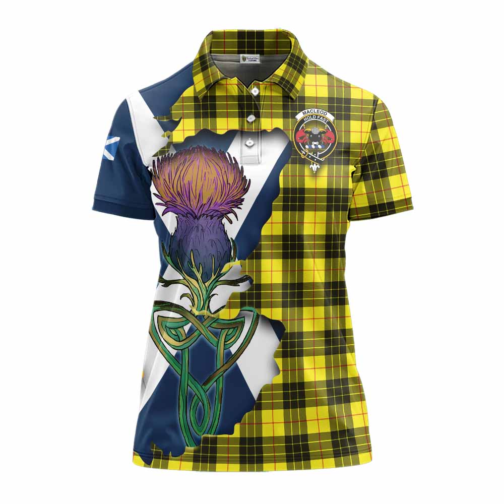 Tartan Vibes Clothing MacLeod (McLeod) Tartan Family Crest Women's Polo Shirt Scottish Thistle Celtic Inspired