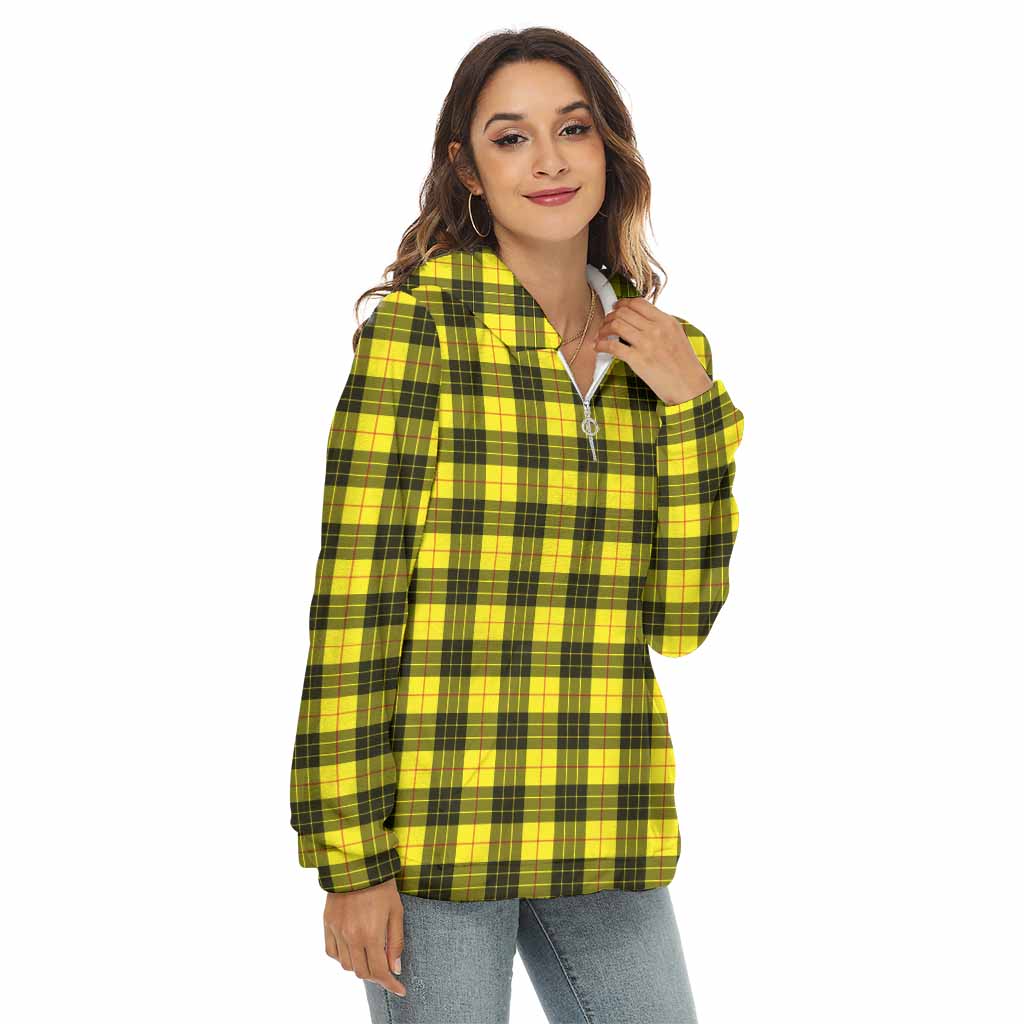 Tartan Vibes Clothing MacLeod (McLeod) Tartan Women's Borg  Half Zip Fleece Hoodie