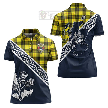 Tartan Vibes Clothing MacLeod (McLeod) Tartan Women's Polo Shirt Featuring Thistle and Scotland Map