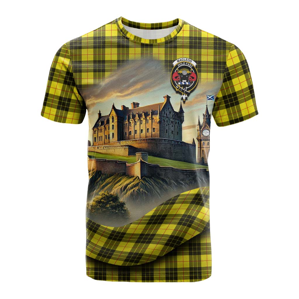 Tartan Vibes Clothing MacLeod (McLeod) Tartan Family Crest Cotton T-shirt with Scottish Ancient Castle Style