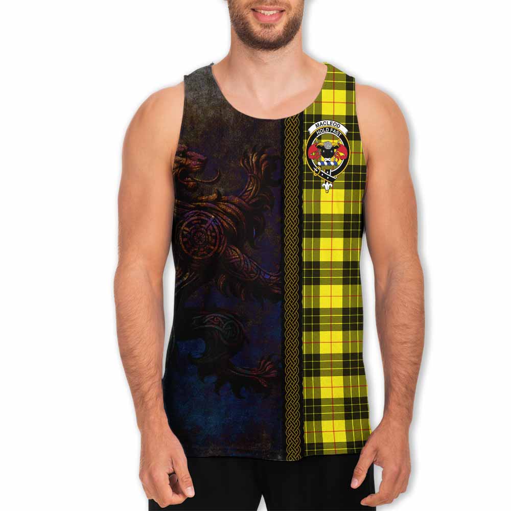 Tartan Vibes Clothing MacLeod (McLeod) Tartan Family Crest Men's Tank Top Alba Gu Brath Be Brave Lion Ancient Style
