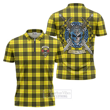 Tartan Vibes Clothing MacLeod (McLeod) Tartan Zipper Polo Shirt with Family Crest Celtic Skull Style