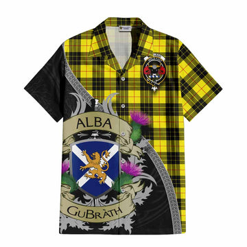 Tartan Vibes Clothing MacLeod (McLeod) Tartan Family Crest Short Sleeve Button Shirt Lion Rampant Royal Thistle Shield Celtic Inspired
