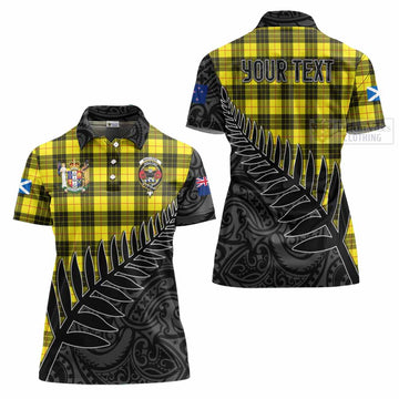 Tartan Vibes Clothing MacLeod (McLeod) Crest Tartan Women's Polo Shirt with New Zealand Silver Fern Half Style
