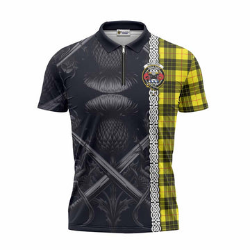 MacLeod (McLeod) Tartan Zipper Polo Shirt with Family Crest Cross Sword Thistle Celtic Vibes