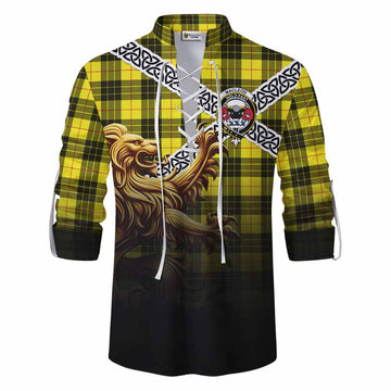 MacLeod (McLeod) Crest Tartan Ghillie Kilt Shirt with Golden Lion Emblem Celtic Style