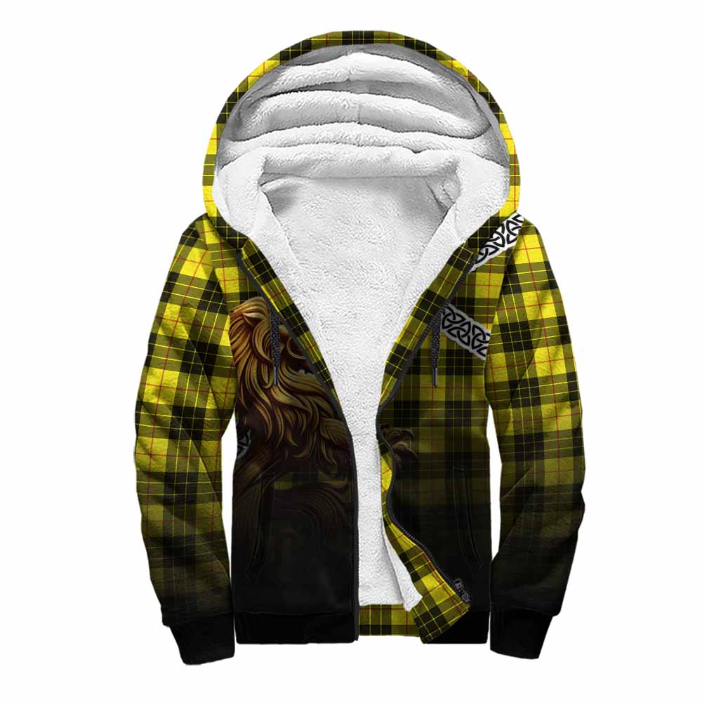 Tartan Vibes Clothing MacLeod (McLeod) Crest Tartan Sherpa Hoodie with Golden Lion Emblem Celtic Style