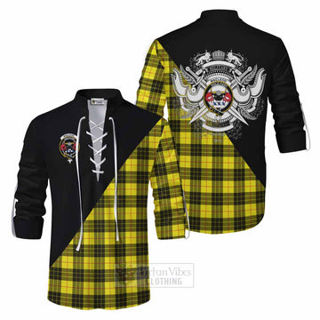Tartan Vibes Clothing MacLeod (McLeod) Tartan Ghillie Kilt Shirt with Family Crest and Military Logo Style