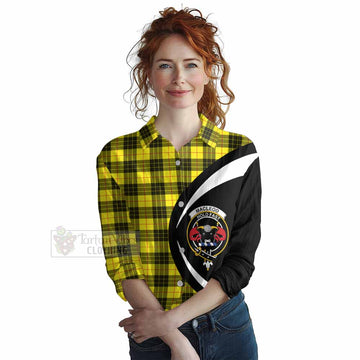 Tartan Vibes Clothing MacLeod (McLeod) Tartan Women's Casual Shirt with Family Crest Circle Style
