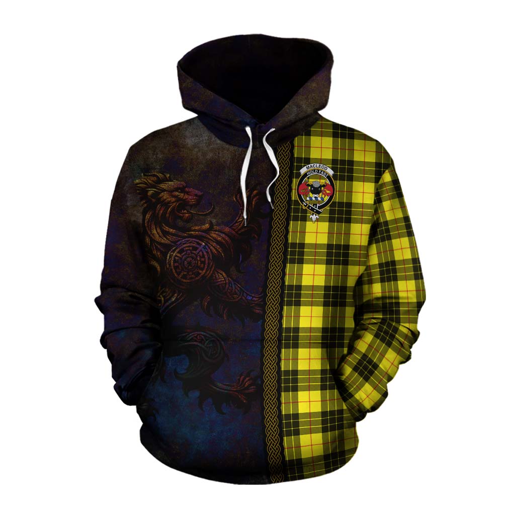 Tartan Vibes Clothing MacLeod (McLeod) Tartan Family Crest Cotton Hoodie Alba Gu Brath Be Brave Lion Ancient Style