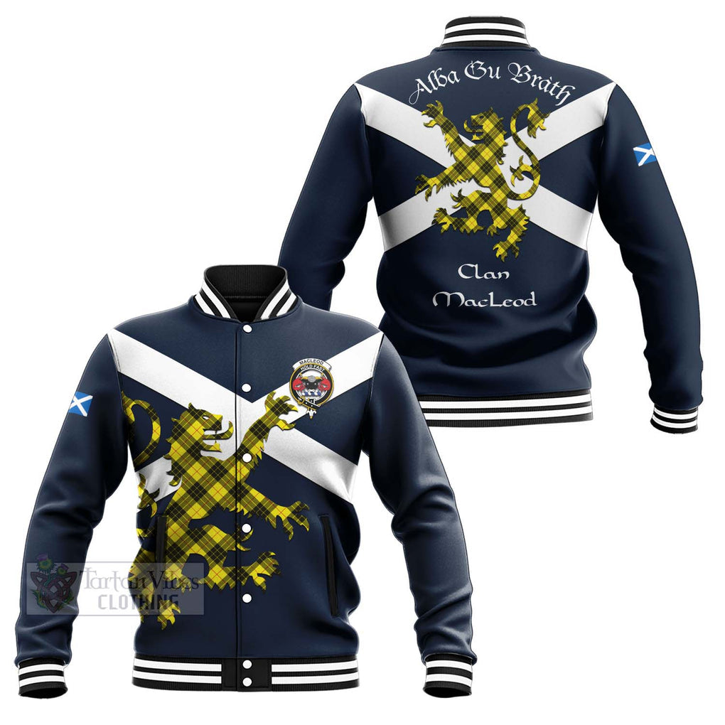 Tartan Vibes Clothing MacLeod (McLeod) Tartan Lion Rampant Baseball Jacket – Proudly Display Your Heritage with Alba Gu Brath and Clan Name
