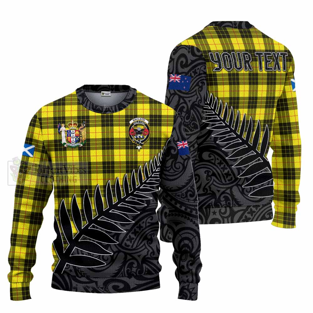 Tartan Vibes Clothing MacLeod (McLeod) Crest Tartan Knitted Sweater with New Zealand Silver Fern Half Style