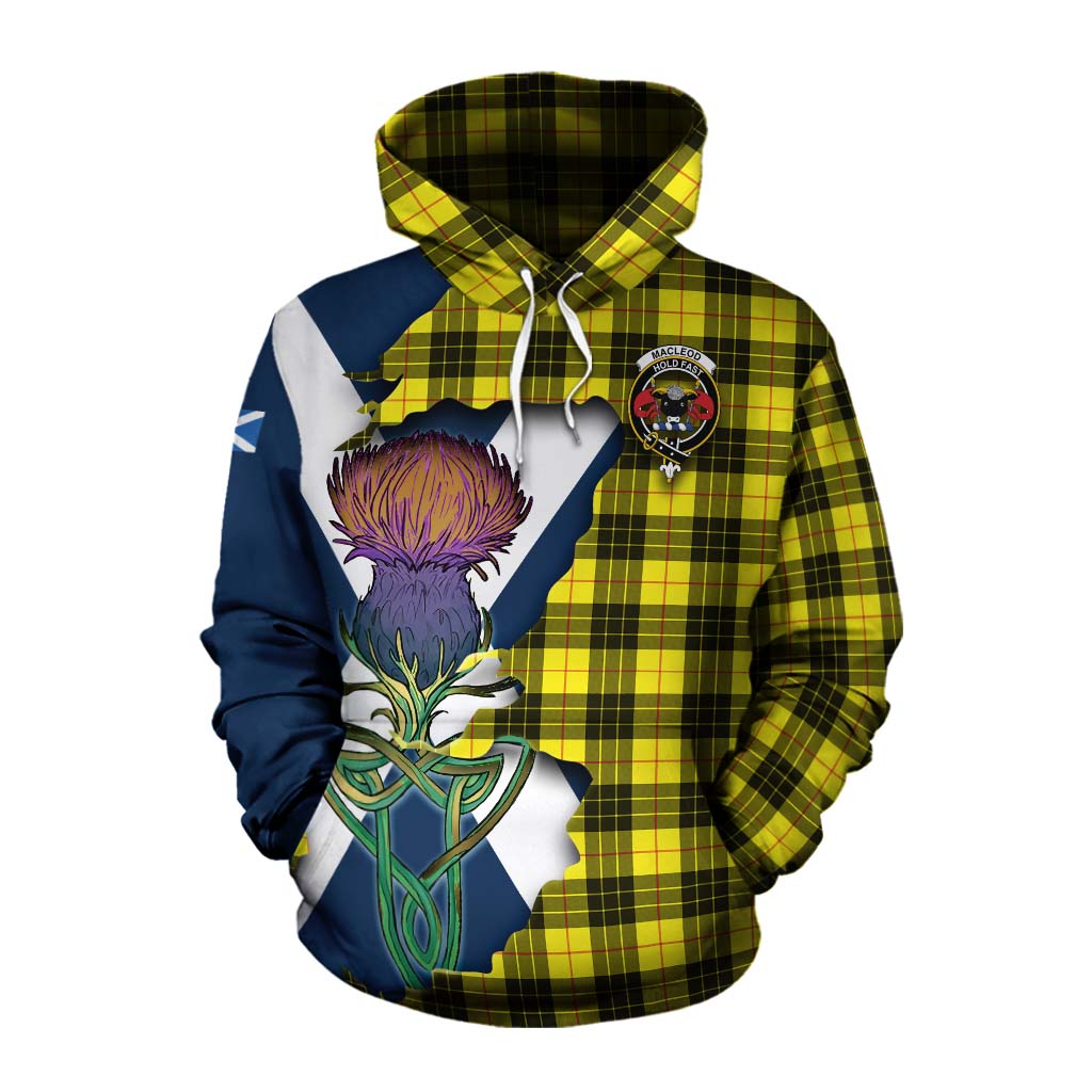 Tartan Vibes Clothing MacLeod (McLeod) Tartan Family Crest Cotton Hoodie Scottish Thistle Celtic Inspired