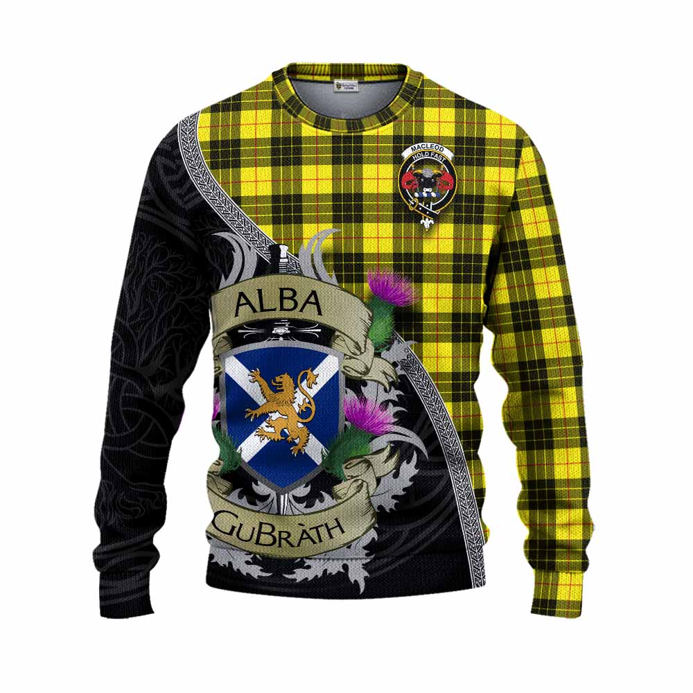Tartan Vibes Clothing MacLeod (McLeod) Tartan Family Crest Knitted Sweater Lion Rampant Royal Thistle Shield Celtic Inspired