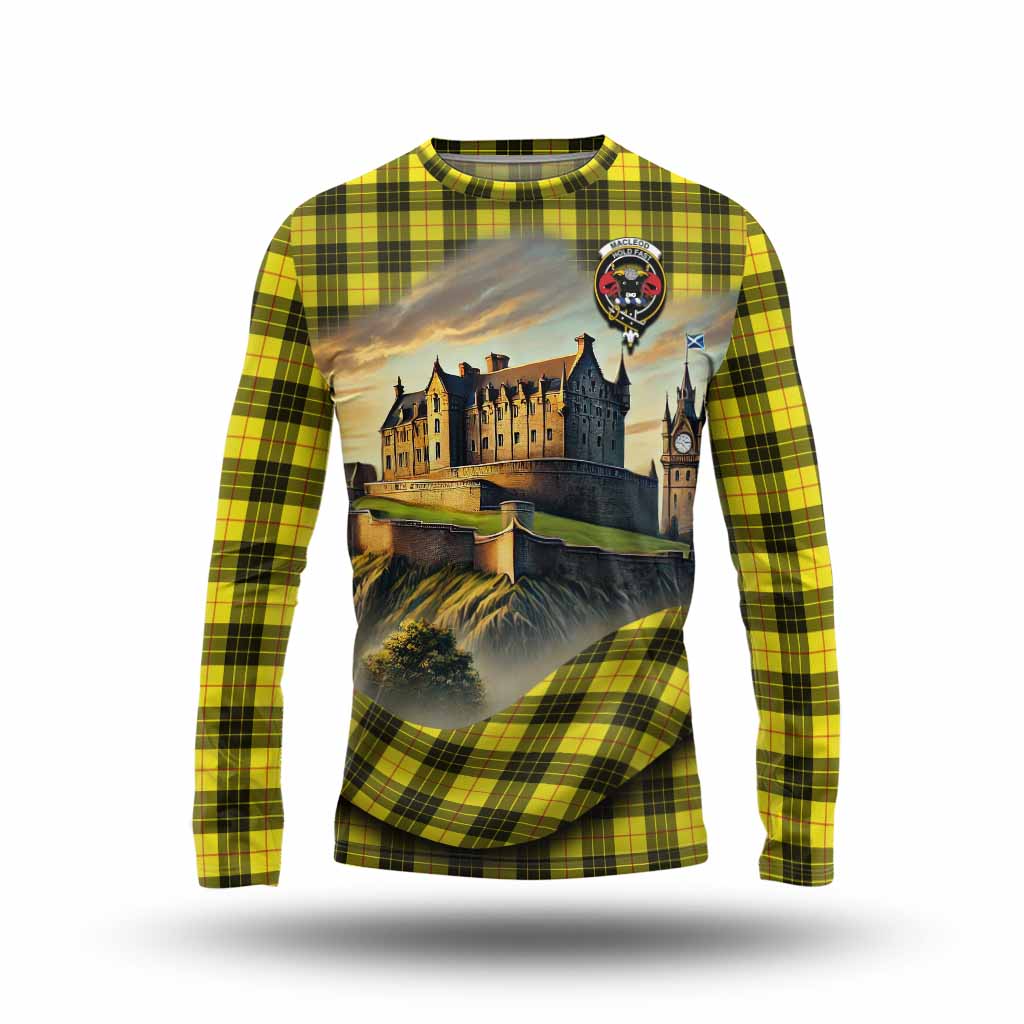 Tartan Vibes Clothing MacLeod (McLeod) Tartan Family Crest Long Sleeve T-Shirt with Scottish Ancient Castle Style