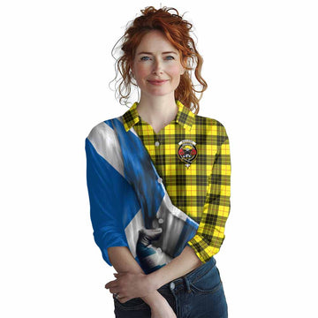 Tartan Vibes Clothing MacLeod (McLeod) Tartan Women's Casual Shirt with Family Crest Scotland Patriotic Style