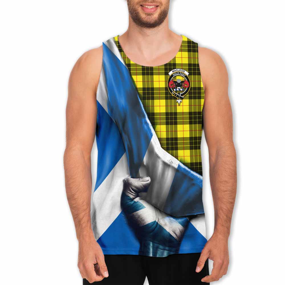Tartan Vibes Clothing MacLeod (McLeod) Tartan Men's Tank Top with Family Crest Scotland Patriotic Style