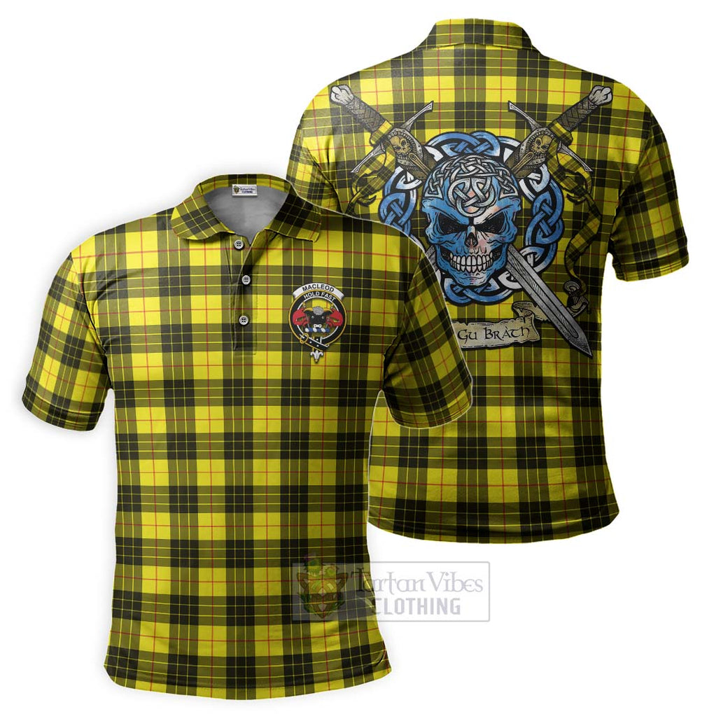 Tartan Vibes Clothing MacLeod (McLeod) Tartan Polo Shirt with Family Crest Celtic Skull Style