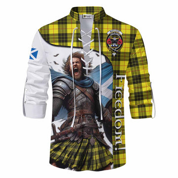 Tartan Vibes Clothing MacLeod (McLeod) Crest Tartan Ghillie Kilt Shirt Inspired by the Freedom of Scottish Warrior