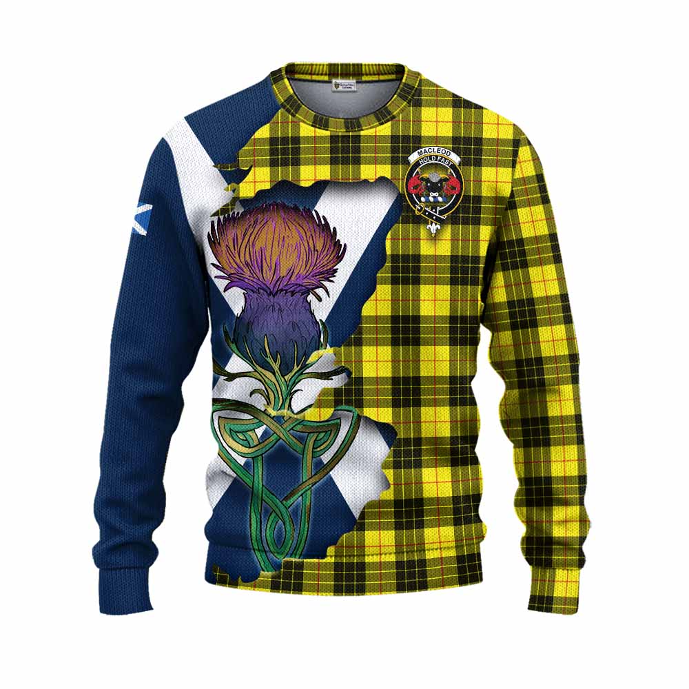 Tartan Vibes Clothing MacLeod (McLeod) Tartan Family Crest Knitted Sweater Scottish Thistle Celtic Inspired
