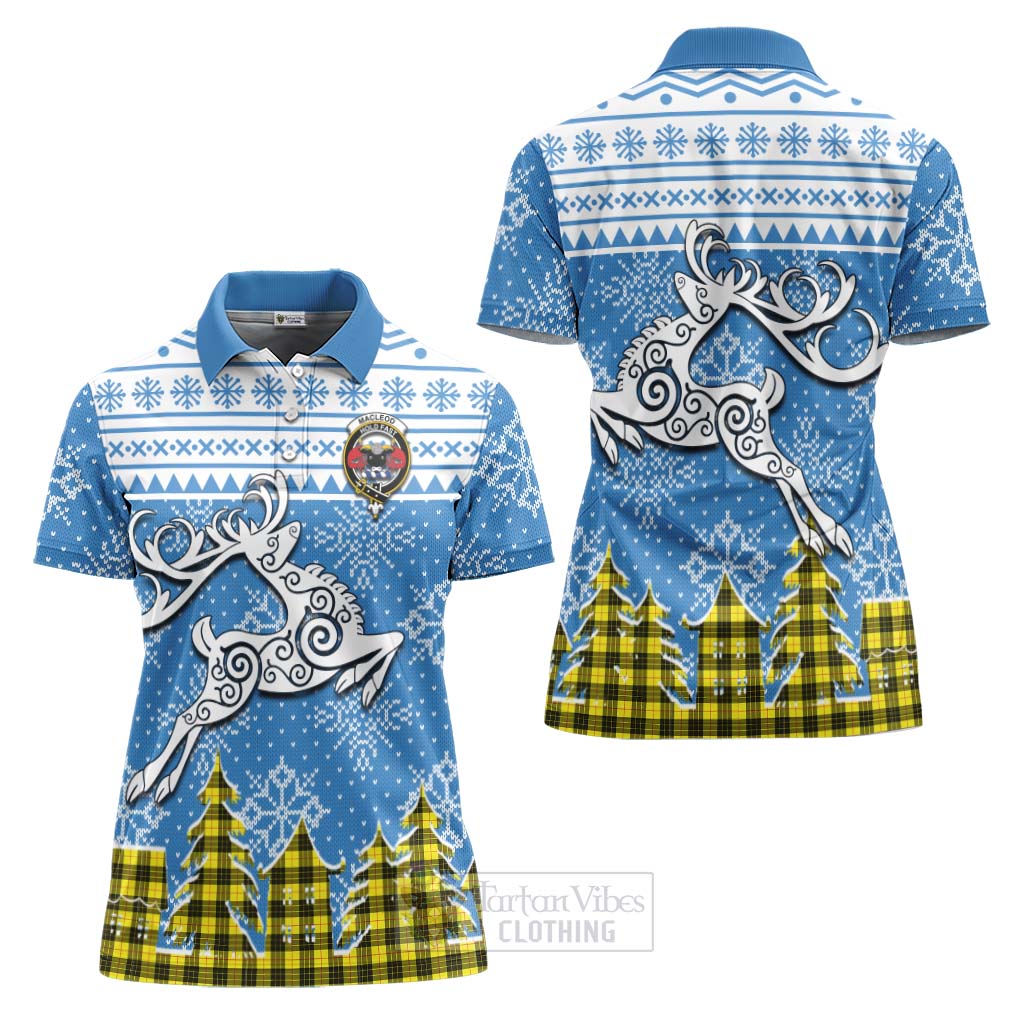 Tartan Vibes Clothing MacLeod (McLeod) Clan Christmas Women's Polo Shirt Celtic Reindeer Style