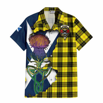 Tartan Vibes Clothing MacLeod (McLeod) Tartan Family Crest Short Sleeve Button Shirt Scottish Thistle Celtic Inspired