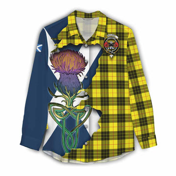 Tartan Vibes Clothing MacLeod (McLeod) Tartan Family Crest Women's Casual Shirt Scottish Thistle Celtic Inspired