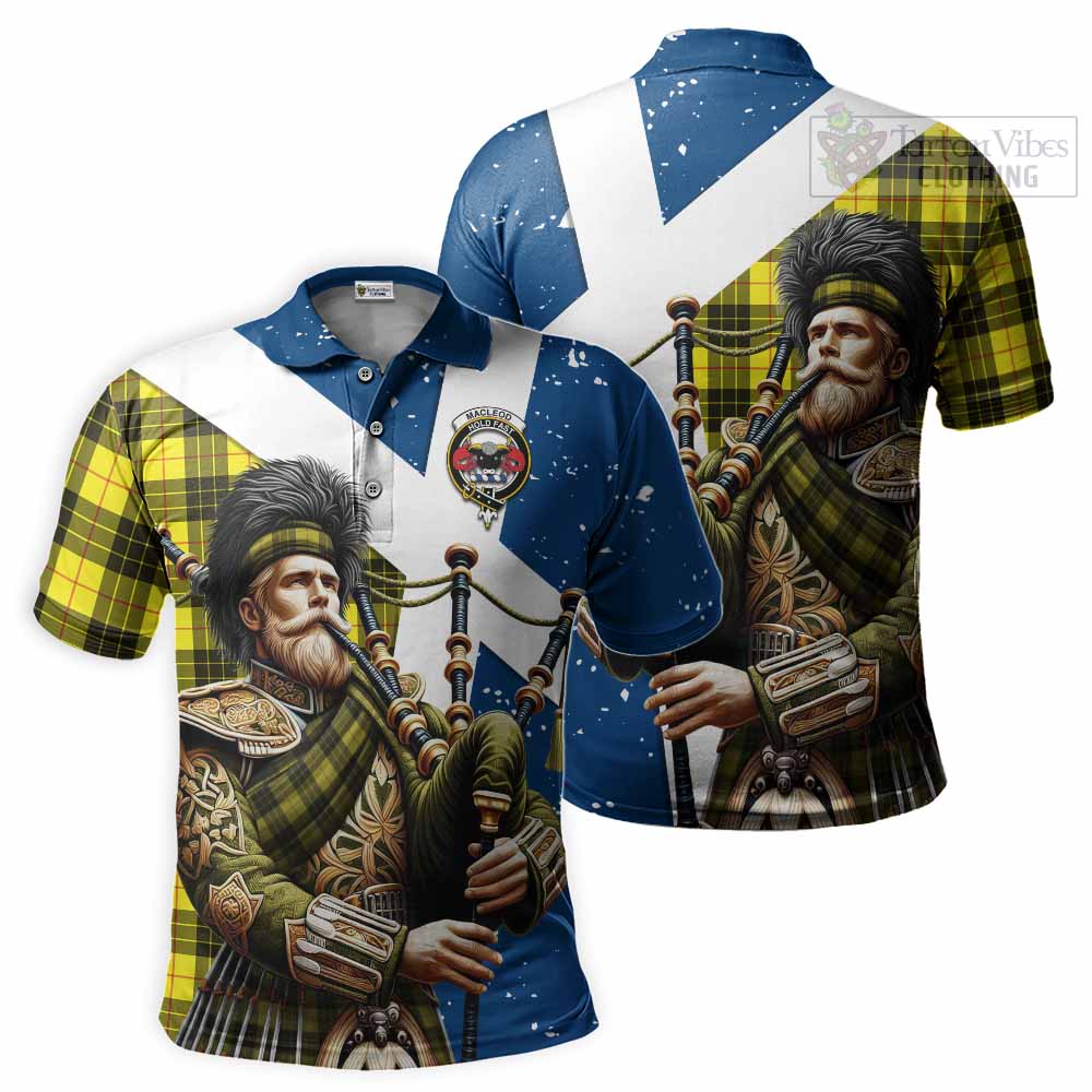 Tartan Vibes Clothing MacLeod (McLeod) Tartan Polo Shirt with Family Crest Scottish Bagpiper Vibes