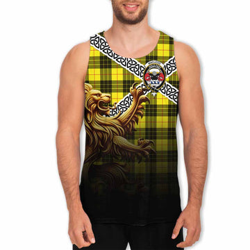 MacLeod (McLeod) Crest Tartan Men's Tank Top with Golden Lion Emblem Celtic Style