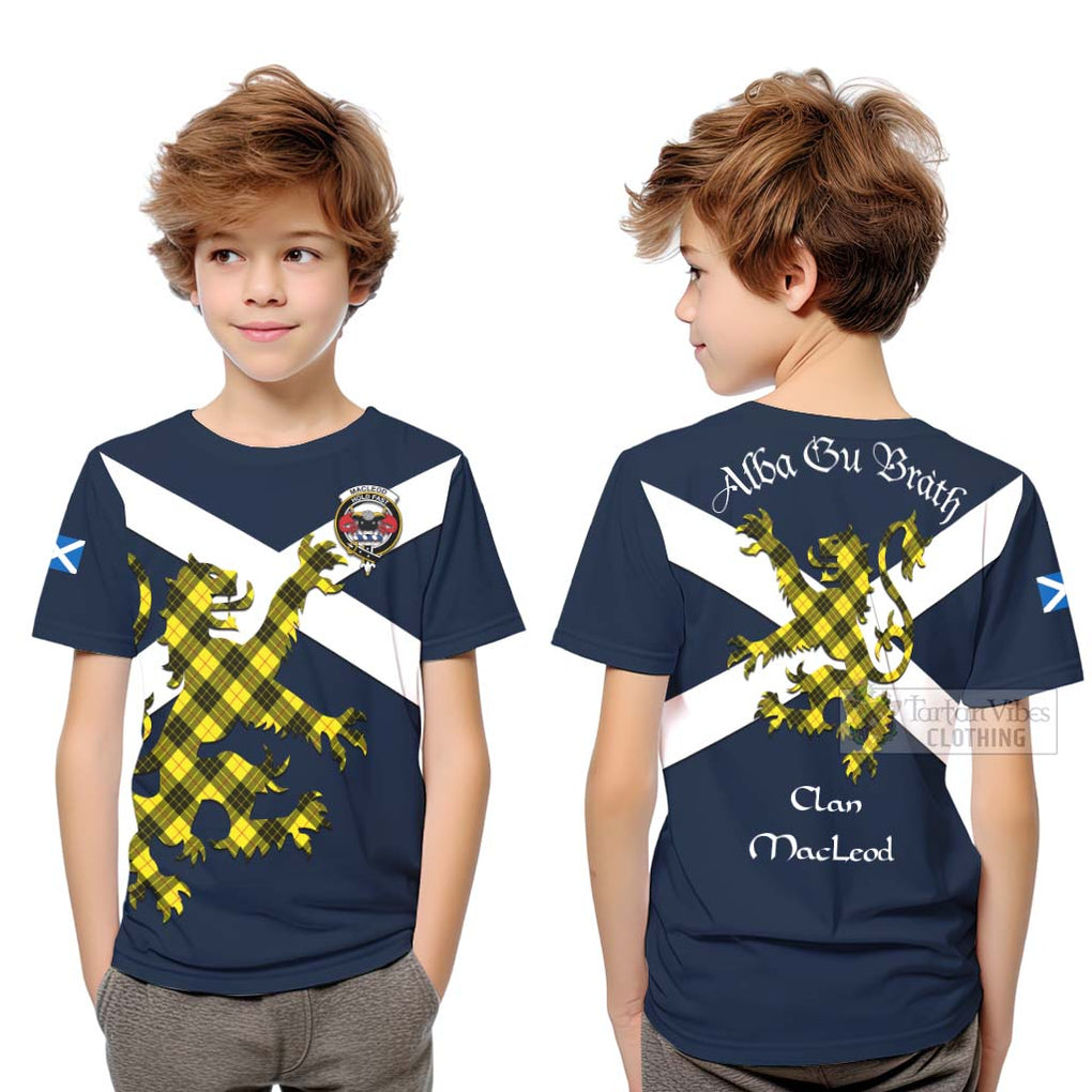 Tartan Vibes Clothing MacLeod (McLeod) Tartan Lion Rampant Kid T-Shirt – Proudly Display Your Heritage with Alba Gu Brath and Clan Name