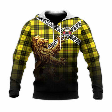 MacLeod (McLeod) Crest Tartan Knitted Hoodie with Golden Lion Emblem Celtic Style