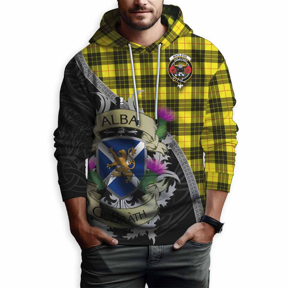 Tartan Vibes Clothing MacLeod (McLeod) Tartan Family Crest Hoodie Lion Rampant Royal Thistle Shield Celtic Inspired