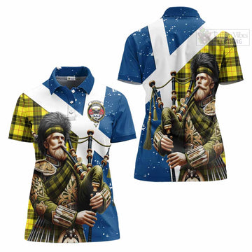 Tartan Vibes Clothing MacLeod (McLeod) Tartan Women's Polo Shirt with Family Crest Scottish Bagpiper Vibes