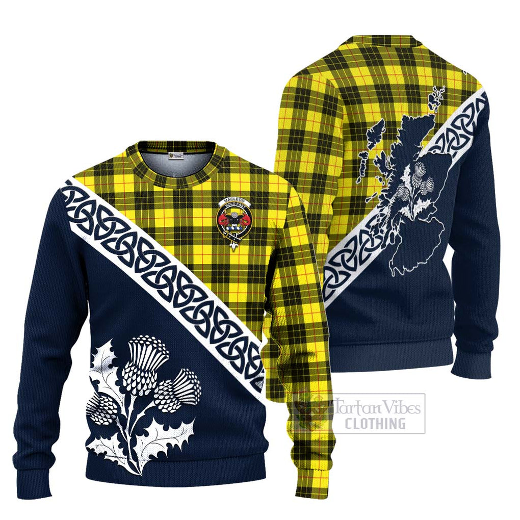 Tartan Vibes Clothing MacLeod (McLeod) Tartan Knitted Sweater Featuring Thistle and Scotland Map