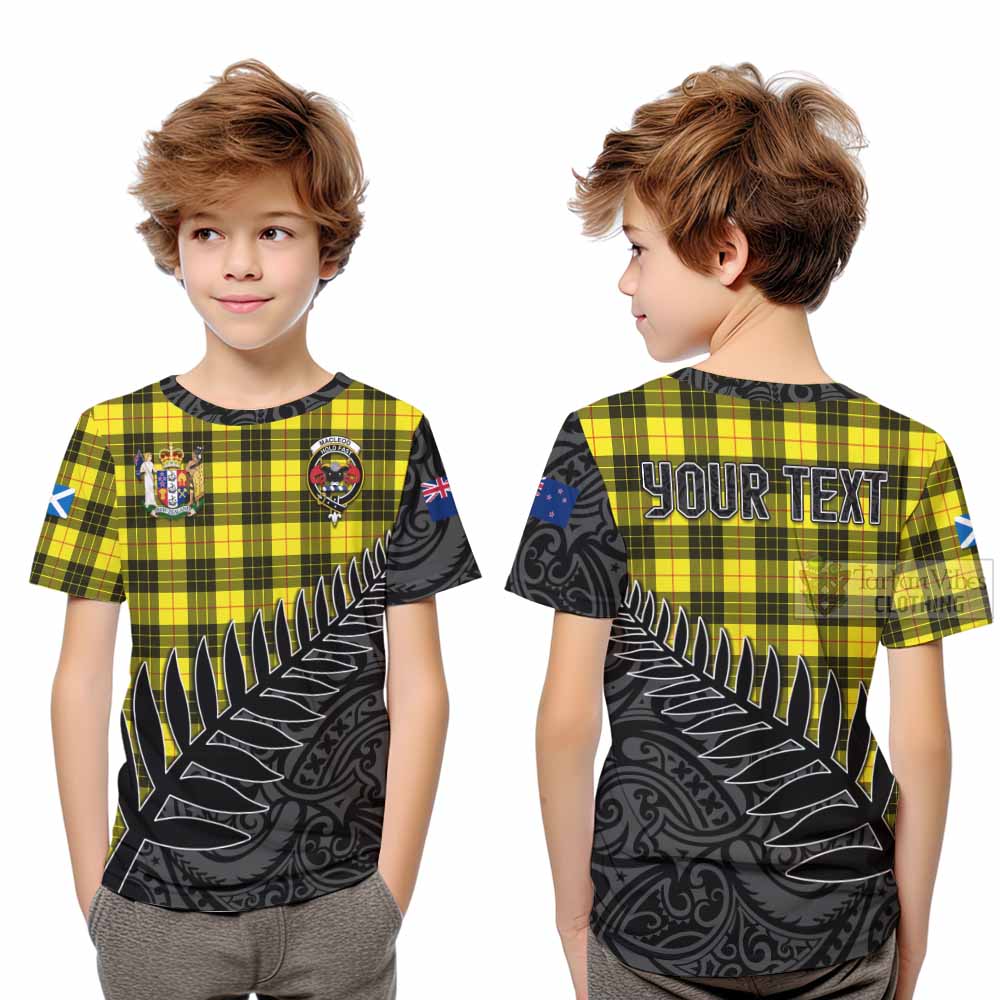 Tartan Vibes Clothing MacLeod (McLeod) Crest Tartan Kid T-Shirt with New Zealand Silver Fern Half Style