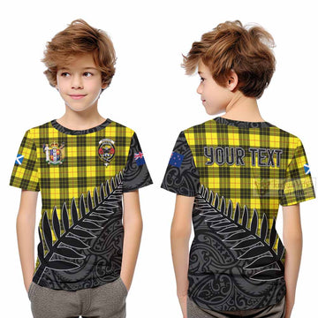 Tartan Vibes Clothing MacLeod (McLeod) Crest Tartan Kid T-Shirt with New Zealand Silver Fern Half Style