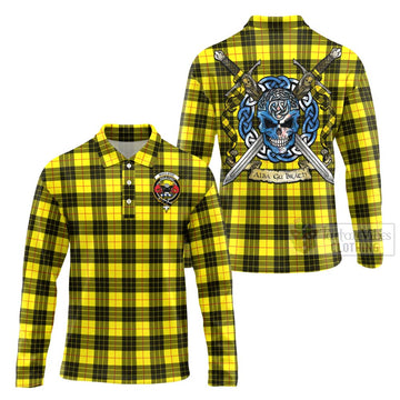 Tartan Vibes Clothing MacLeod (McLeod) Tartan Long Sleeve Polo Shirt with Family Crest Celtic Skull Style