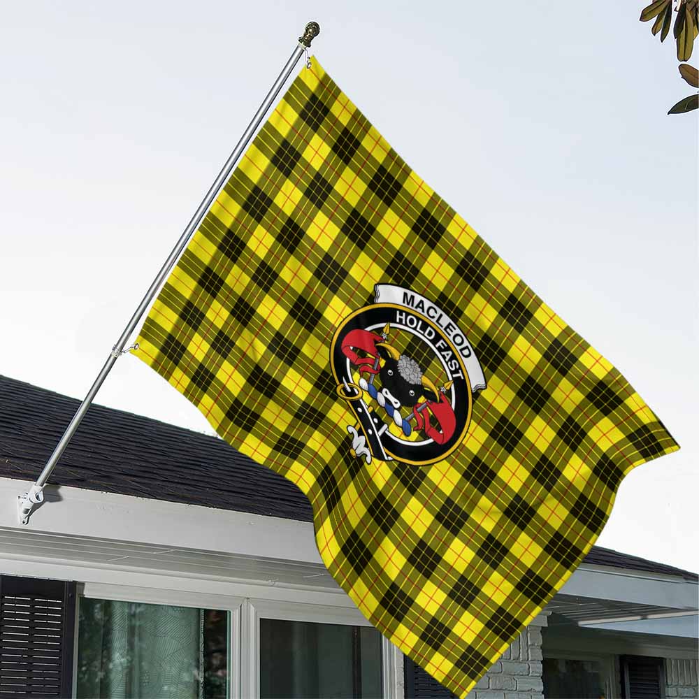 Tartan Vibes Clothing MacLeod (McLeod) Tartan House Flag with Family Crest