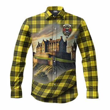 MacLeod (McLeod) Tartan Family Crest Long Sleeve Button Shirt with Scottish Ancient Castle Style