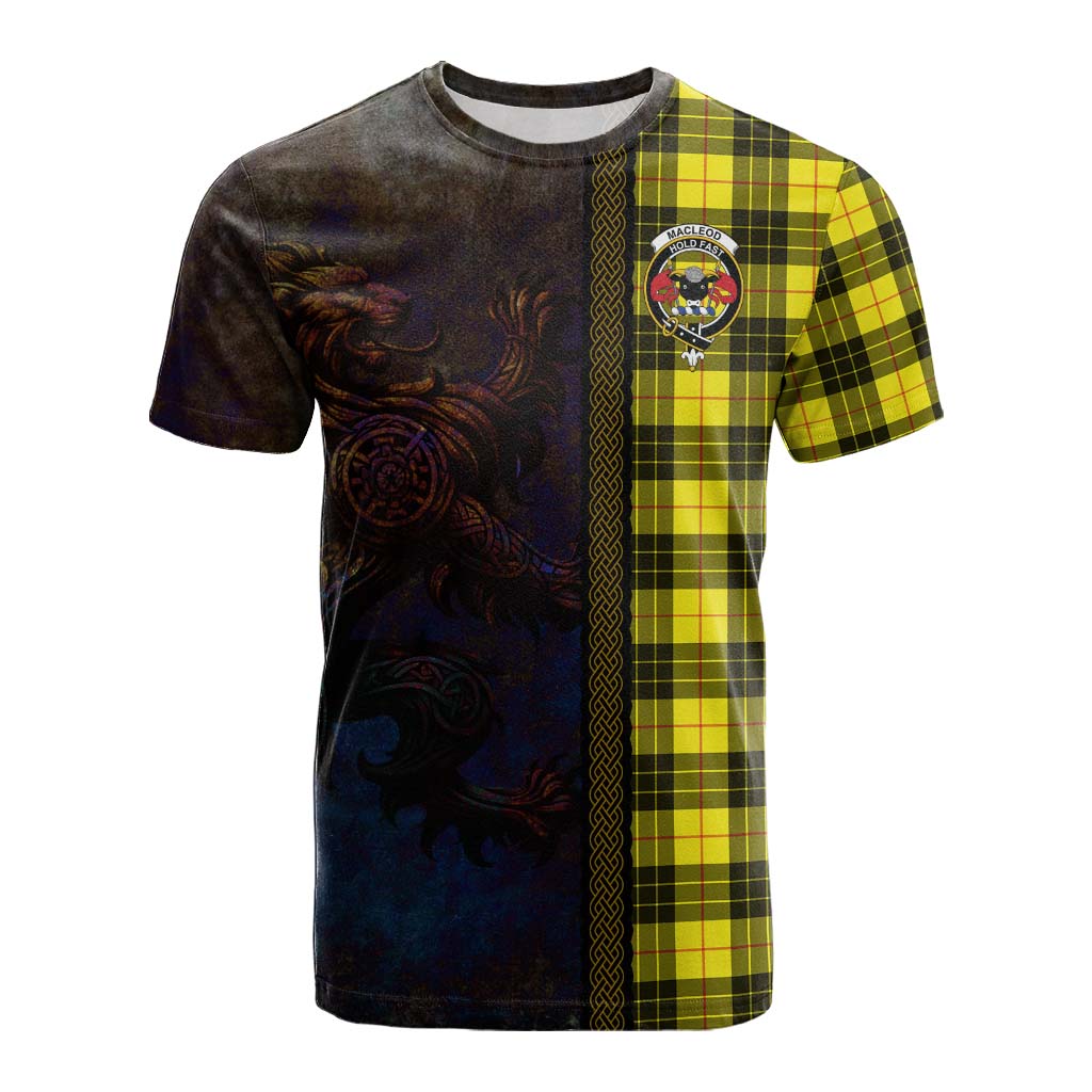 Tartan Vibes Clothing MacLeod (McLeod) Tartan Family Crest Cotton T-shirt Alba Gu Brath Be Brave Lion Ancient Style