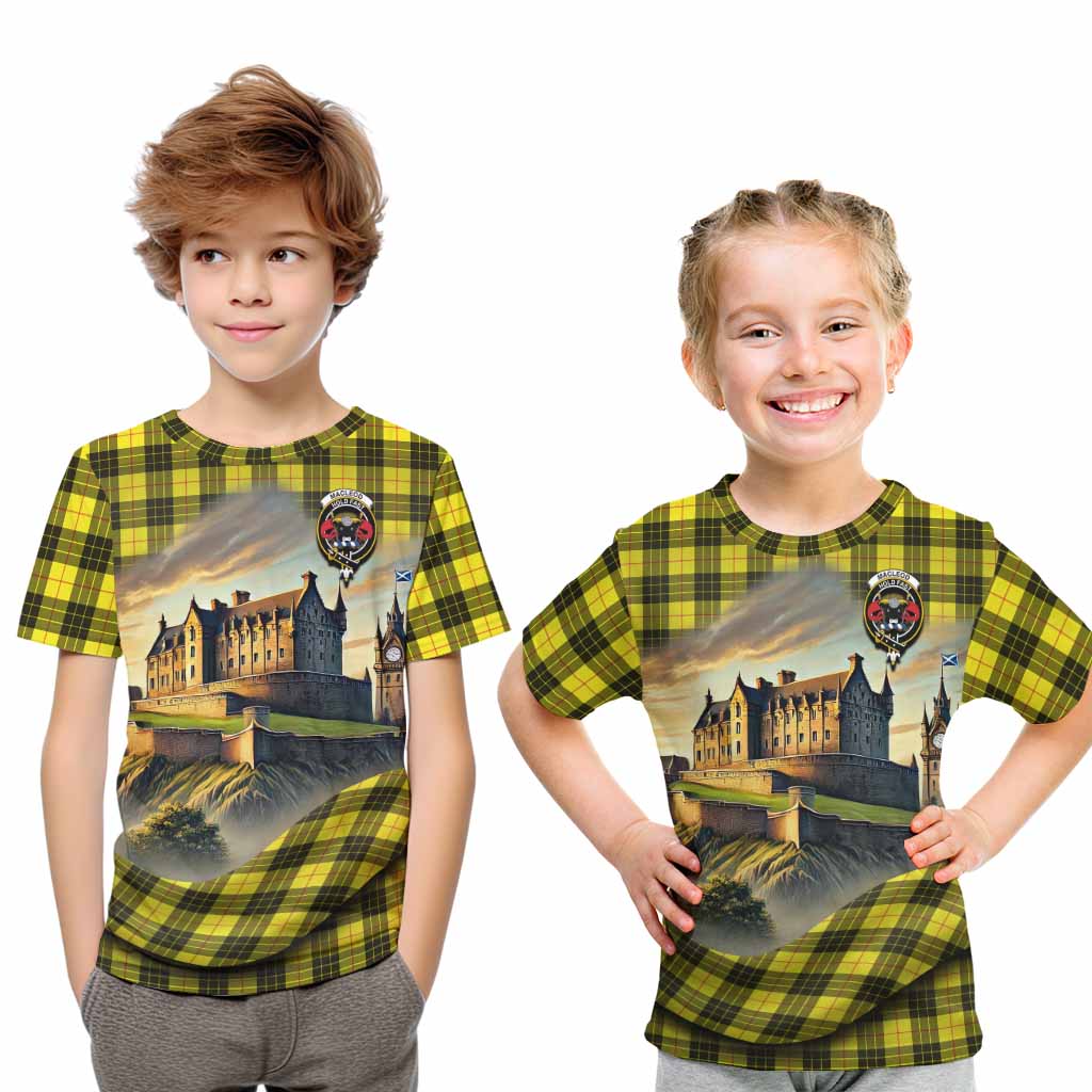 Tartan Vibes Clothing MacLeod (McLeod) Tartan Family Crest Kid T-Shirt with Scottish Ancient Castle Style