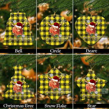 MacLeod (McLeod) Tartan Christmas Ceramic Ornaments with Twinkle Highland Cattle